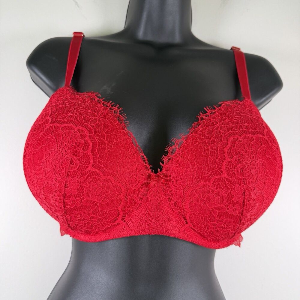 Victoria's Secret Dream Angels Padded No Wire Bra Red Lace 38DD